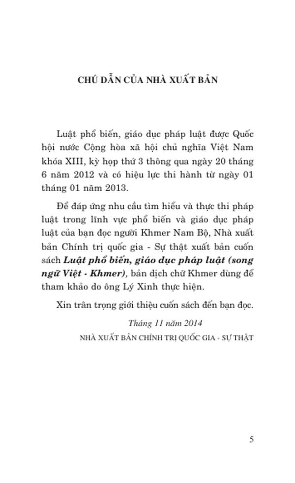 Luật Phổ Biến, Giáo Dục Pháp Luật (Song Ngữ Việt - Khmer) 2
