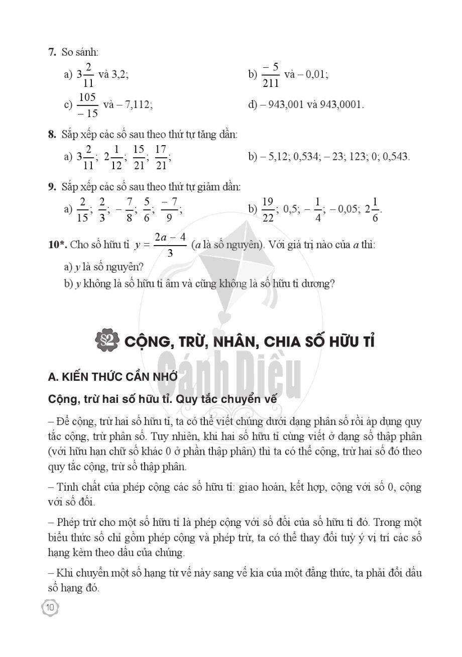 Bài tập toán 7 - Tập 1 - Cánh Diều 0